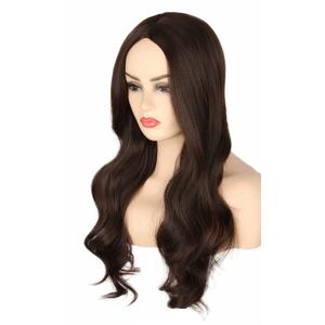 Topcosplay Women Wigs Dark Brown Long Wavy Halloween Costumes Cosplay Wig
