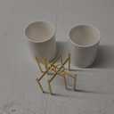 Gold Office Desktop Accessories,pen holder for desk Modern Art Pencil Cup Pot,With Metal Bracket (White)