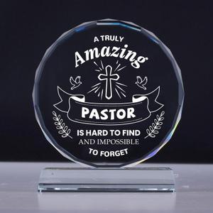 Uniquilling Pastor Gifts for Women Men, Crystal Plaque with Box Packaging, Thank You Gifts for Pastors, Christmas Retirement Birthday Pastors Gift
