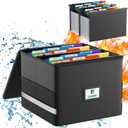 Fireproof File Box with Hanging File Folders,Accordion Pockets,Hanging File Organizer for Letter Size(Folders+Box-13.8"*12.2''*9.8'') (14 Pages, Standard)