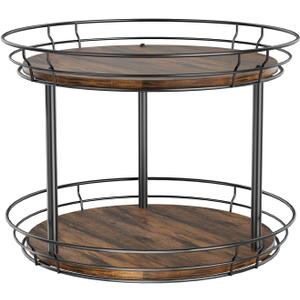 LAMU 12'' Lazy Susan Turntable Organizer, 2 Tier Round Rotating Spice Rack Organization for Kitchen Cabinet and Countertop, Wooden Lazy Susan for Table Top, Pantry, Bathroom, Vanity, Home Decor