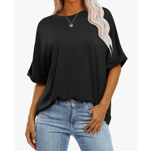 ANRABESS Womens Tops Oversized T Shirts Short Sleeve Crewneck Summer Casual Loose Basic Tee Shirt 2025 Trendy Fashion Clothes, L