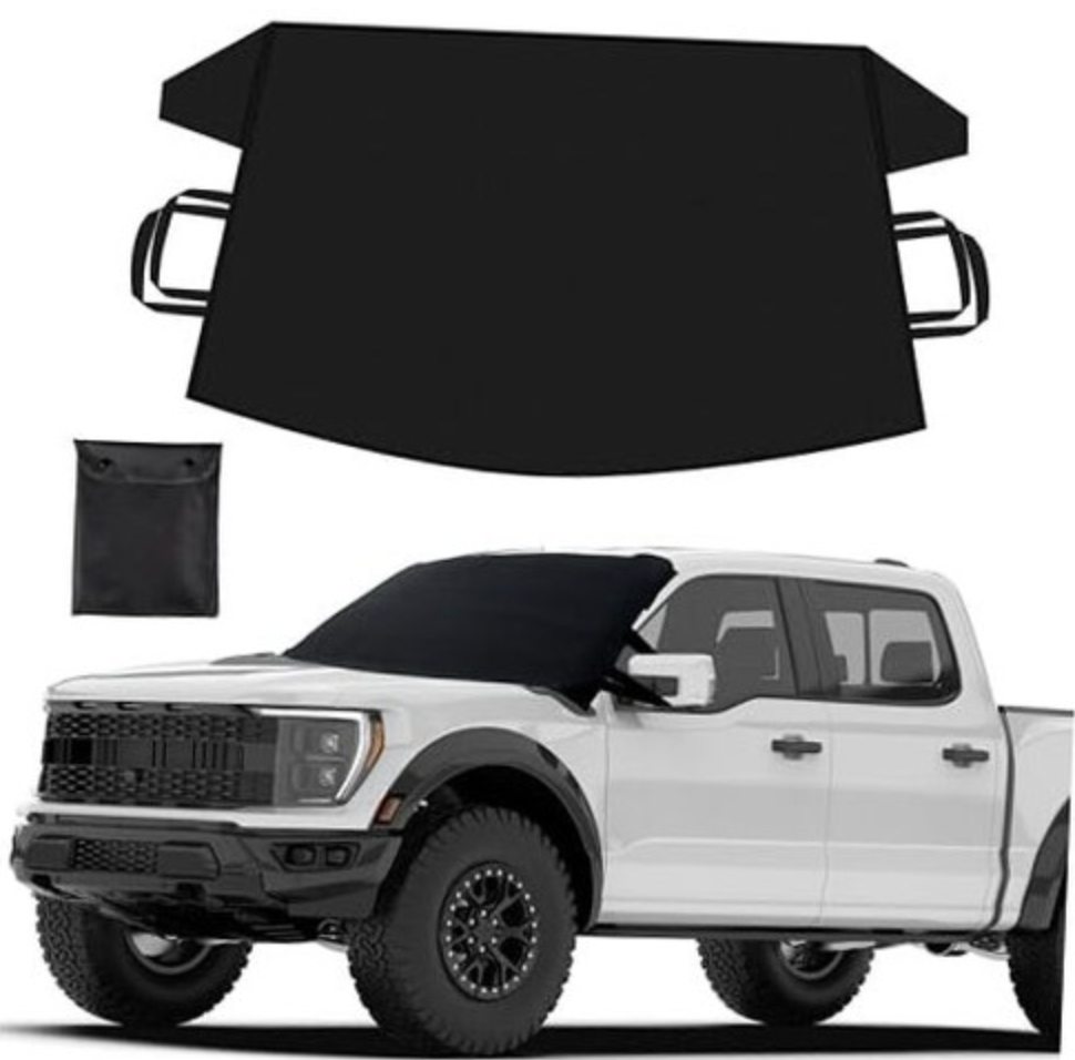 EcoNour Windshield Protector | Durable 600D Oxford Fabric | Waterproof Winter Car Cover for Pickup Truck, SUV & Mini Van | Essential Car Accessories | XLarge (74"x43")