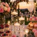 Centerpieces for Tables 24PCS, Floating Candles, Glass Vases, Pearl Strings