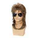 Mens Mullet Wig 70s 80s Halloween Cosplay Costume Wigs for Fancy Dress,Light Brown