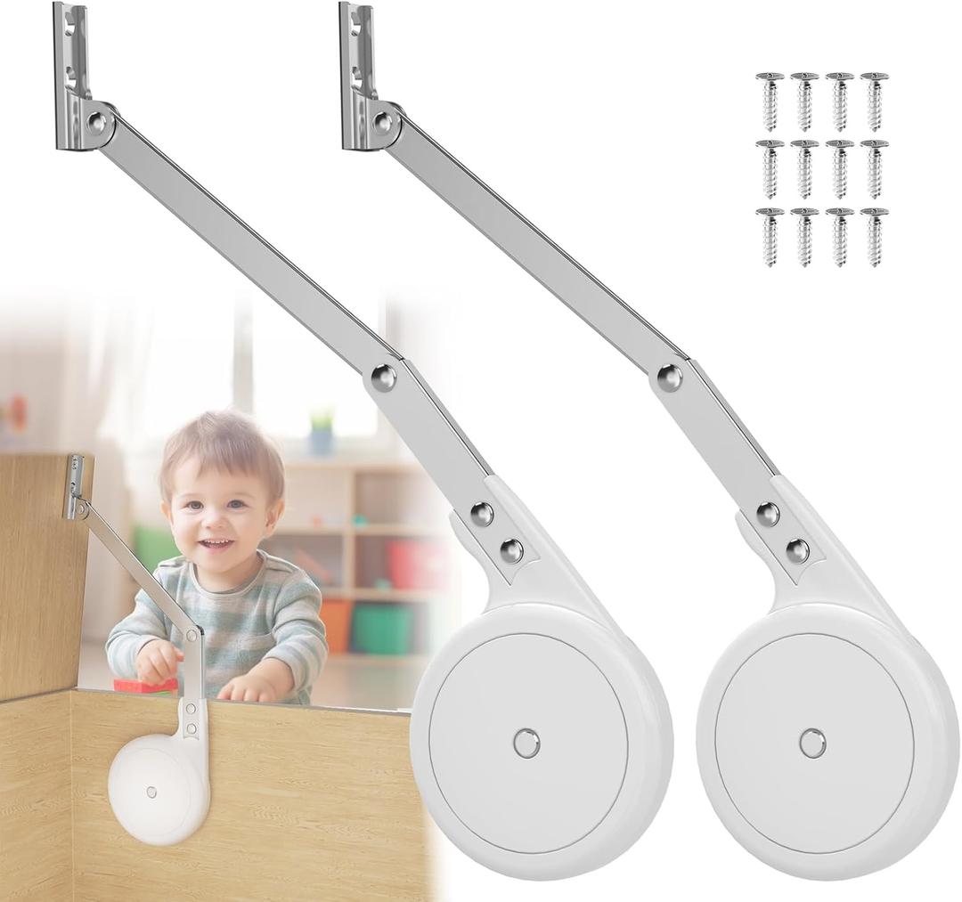 2 Pack Toy Box Hinges Soft Close Hinges for Wooden Box, Smooth Close Lid Support Kit, with Easy Installation Template, 105 Degree Open Angle (No Extra Hinges)