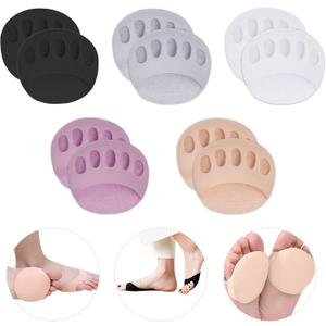 Ball of Foot Cushions Honeycomb Fabric Metatarsal Pads Invisible Socks Pads for Women and Men Reusable Forefoot Pads, 5 Colors (5 Pairs-(Black-Beige-White-Purple-Gray))