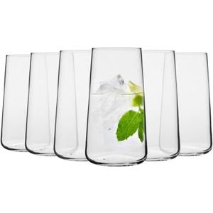 Krosno Water Glasses, Set of 6, Capacity 20 fl oz, Infinity Collection, Thin Highball Glasses,Clear Tall Glass Cups For Water, Juice, Drinks, and Cocktails, Dishwasher Safe, Made in Europe
