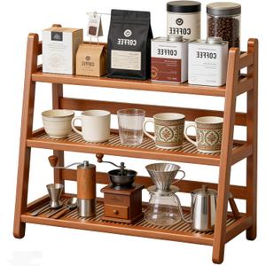 Mug Holder Coffee Cup Holder Bamboo Mug Rack Coffee Mug Tree Spice Rack Mug Shelf for Countertop