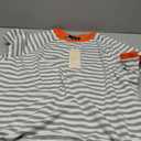 Women's Summer Puff Sleeve Tops Casual Ribbed Knit Crop Top Color Block Trendy Crewneck Striped Shirts M