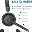 Mopchnic Bluetooth Headset, Wireless Headset with AI Noise-Canceling Microphone, On Ear Wireless Headset with USB Dongle for Work from Home Computer Office