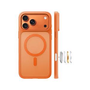 TORRAS for iPhone 17 Pro Case with Stand, Fit for MagSafe, 4X Military Drop Protection, Camera Control Button, Slim Soft Edge Phone Case for iPhone 17 Pro, Translucent Matte Cover 6.3", Bright Orange