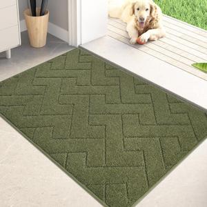 PURRUGS Dirt Trapping Door Mat 20" x 31.5", Non-Slip Machine Washable Entry Rug, Shoe Scraper, Dog Doormat, Super Absorbent Welcome Mat for Front & Back Door, Muddy Wet Shoes & Paws, Sage Green
