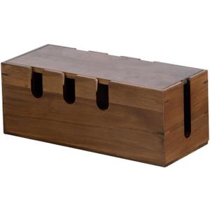 Large Cable Management Box, Wooden Cord Hider Desk Organizer, Power Strip and Cord Hider Box, Surge Protector Floor Cable Organizer, for Desktop Home Office Kitchen