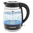 Chefman Electric Kettle, 1.8L 1500W, Hot Water Boiler, Removable Lid for Easy Cleaning, Auto Shut Off, Boil-Dry Protection, Stainless Steel Filter, BPA Free, Borosilicate Glass Electric Tea Kettle