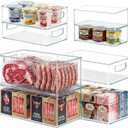 8 PACK Freezer Organizer Bins Fridge Organizers and Storage Stackable Refrigerator Organizers Bins with Side Handles Clear Storage Bins for Pantry, Under Sink, Kitchen Cabinet