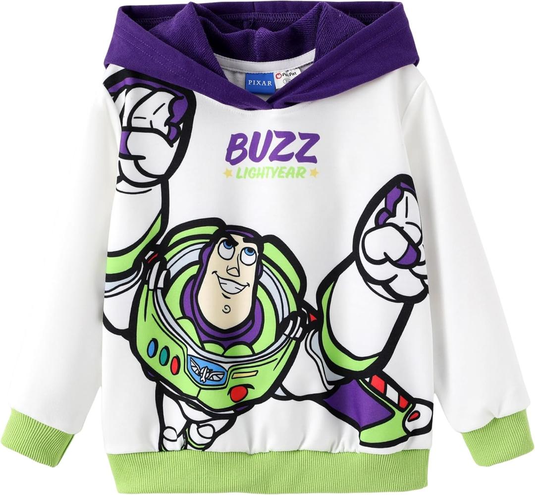 Disney Marvel Spiderman Star Wars Toy Story Boy Girl Hoodies Pullover Sweatshirts Lightweight Zip Up Hooded Toddler Kid 2-12Y (5-6 Years, Buzz Lightyear-White)