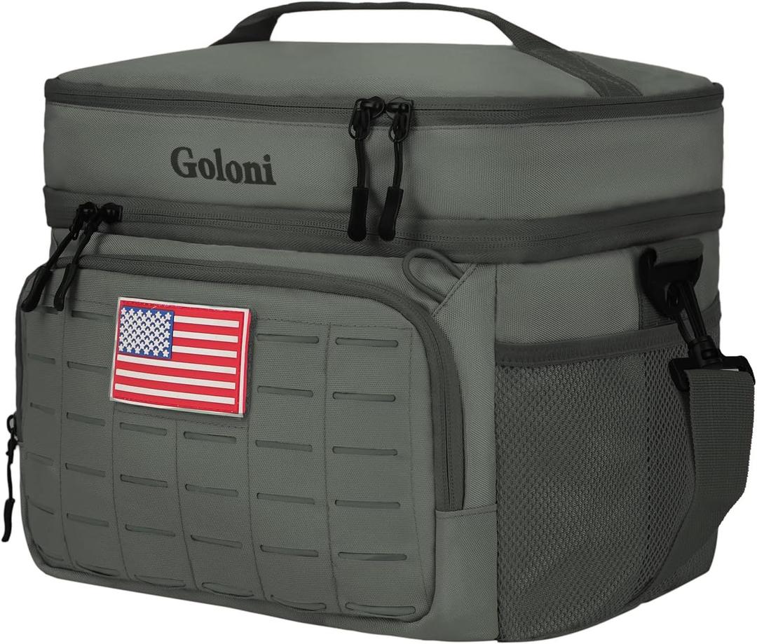 Portable Insulated Cooler Bag, Leakproof Soft-Sided Lunch Bag,8mm Insulation Keeps Cool 16+ for Camping, Beach, Picnics (Olive)