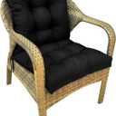 Outdoor Chair Cushions with High Back Waterproof Wicker Rocking Chair Cushion Black Tufted Thick Patio Chair Seat Pads for Indoor Outdoor Furniture,41.7 * 20.8 * 3.5"