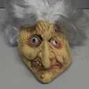 Old Lady Witch Mask with White Hair, for Halloween Costume Party, Masquerade