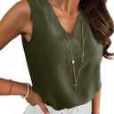 ANRABESS Tank Top for Women Dressy Casual Business Work Blouses Sleeveless V Neck Textured Tops 2025 Spring Summer Outfits (Large, Army Green)
