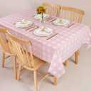 Kesfey 3 Packs Pink Gingham Tablecloth Pink and White Checkered Tablecloths 54 x 108 Inches Disposable Plastic Gingham Tablecovers Waterproof Rectangle Picnic Table Covers for Birthday Party Supplies