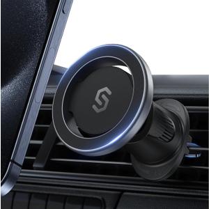SYNCWIRE for MagSafe Car Mount, Flexible Rotation Magnetic Phone Holder for Car Vent, Hands Free Car Air Vent Phone Holder Clip Universal Compatible with iPhone 16 Pro Max 15 14 13 12 MagSafe Case (Black)