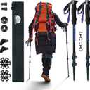 Collapsible Trekking Poles for Hiking 2 Pack - Adjustable Aluminum Hiking Poles, Lightweight Walking Sticks for Women, Men, Seniors, Kids, Trekking Sticks for Backpacking by Underwood Aggregator (Black)