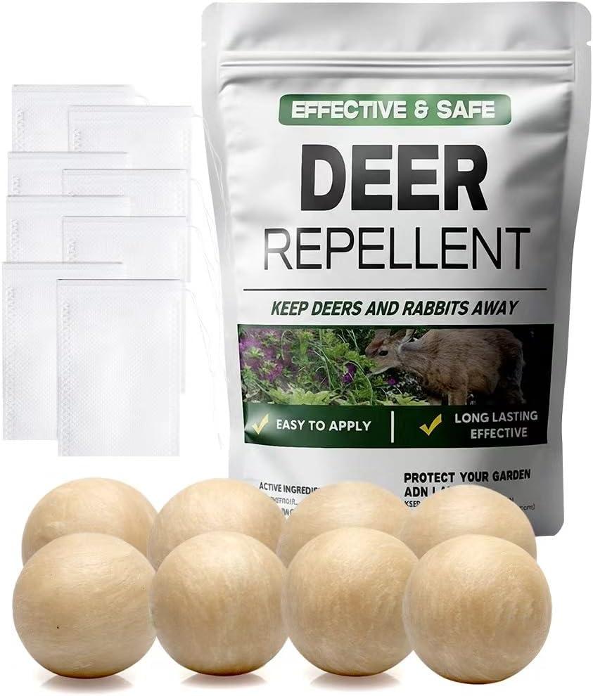 Deer Repellent Outdoor, Rabbits Repellent for Garden, Bunny Repellent, Deer Deterrent for Plants, Keeps Deer & Rabbit Away from Yard, Lasting for 2 Months, Safe for Humans & Pets-8 Pack
