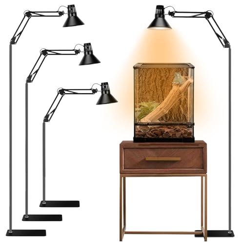 DXOVEEN Reptile Heat lamp Reptile Light Fixture with Heat Lamp Stand,Height Range from 15.7inch to 74.3inch with 360°Adjustable Swing Arm for Bearded Dragon Turtles Snake and Chicks