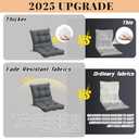 Marsui 4 Pcs Outdoor Indoor High Back Chair Cushions Patio Furniture Tufted Pillow with Ties All Weather Replacement Outdoor Rocking Chair Cushions, 42 x 21 Inches(Dark Gray)