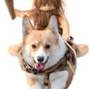 DELIFUR Dog Halloween Costume Funny Dog Cowboy Riding Costume Pet Costume Cat Suit Cowboy Rider Style for Small Medium Large Dogs (Primitive Man, Large)