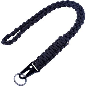 Heavy Duty Braided 550 Paracord Neck Lanyard Keychain for Men Women Outdoor Survival, Parachute Rope Necklace Keychains with HK Clip Key Ring for ID Card Badge Holder, Camera, Wallet and Keys (Black)
