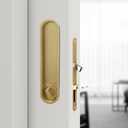 Pocket Door Lock Hardware Set - Privacy Handle with Hidden Pull & Recessed Latch, Fit for 1.77" to 2" The Thick of Wooden Doors (Circular Gold)