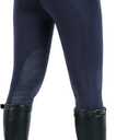 beroy Kids Horse Riding Knee-Patches Pants Girls Equestrian Front-Zip Breeches Legging with Pockets (Blue, S)