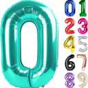 0 Balloon - Teal Birthday Number Balloons, 40 Inch Large Foil Balloons for Men Women Boys Girls Teal Themed Birthday Decorations