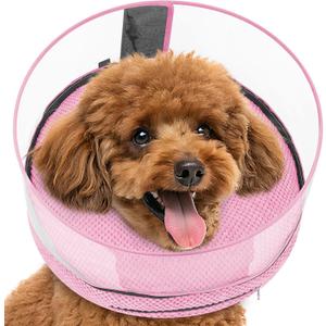 Soft Inflatable Dog Cone for Surgery Recovery, Protective Dog Donut Collar with Shield to Stop Licking Wounds, 2-in-1 Patented Comfort Blow-Up Collar for Small and Medium Pets (Pink, M)