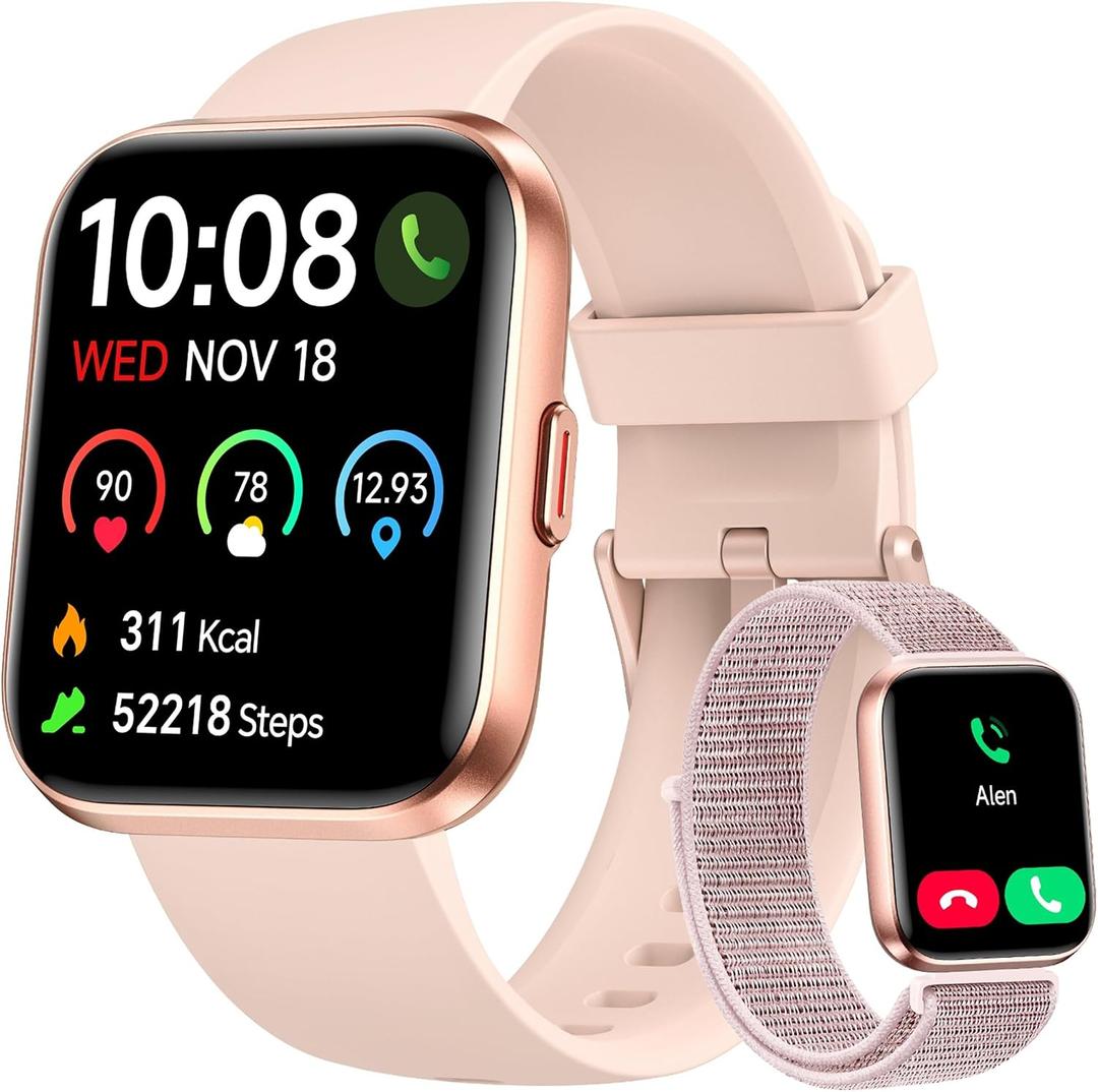 Woneligo Smart Watch for Women, Answer/Make Calls, Alexa Built-in, 1.85" Touch Screen Fitness Tracker for Android & iPhone, Heart Rate/Sleep/SpO2 Monitor Smartwatch, Waterproof (Rose Gold)