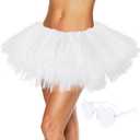 Zando Tutu for Women Adults with Sunglasses Tulle Skirt Fluffy Skirt 80s Halloween Costumes for Women Ballet Skirt (White) One Size