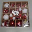 Christmas Balls Ornaments, 44 Packs Red White Xmas Tree Decoration, Shatterproof Christmas Tree Decorations, Glittering Hanging Ball for Winter Holiday New Year Party Decoration Assorted Sizes