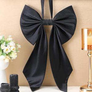 Janinka Big Bow 22", Large Bow for Decoration, Birthday Party Background Decor, Ribbon Hanging Decor for Door Windows Wedding Baby Shower Party Decoration(Black, Polyester)