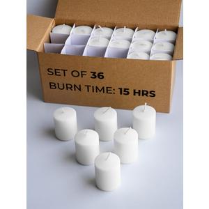 CANDWAX Unscented White Votive Candles Set of 36 - Clean-Burning, Long-Lasting 15 Hour Burn - Ideal for Weddings, Home Dcor, Spa, Events - Bulk Value for Versatile Use
