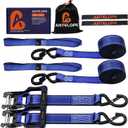 2 Packs Heavy Duty Ratchet Tie Down Straps - 5,250lb Breaking Strength Ratchet Strap - 1.5" x15' Motorcycle Tie Down Strap with 2 Soft Loops, Motorcycle Straps for Cargos, Truck, UTVs(Blue)