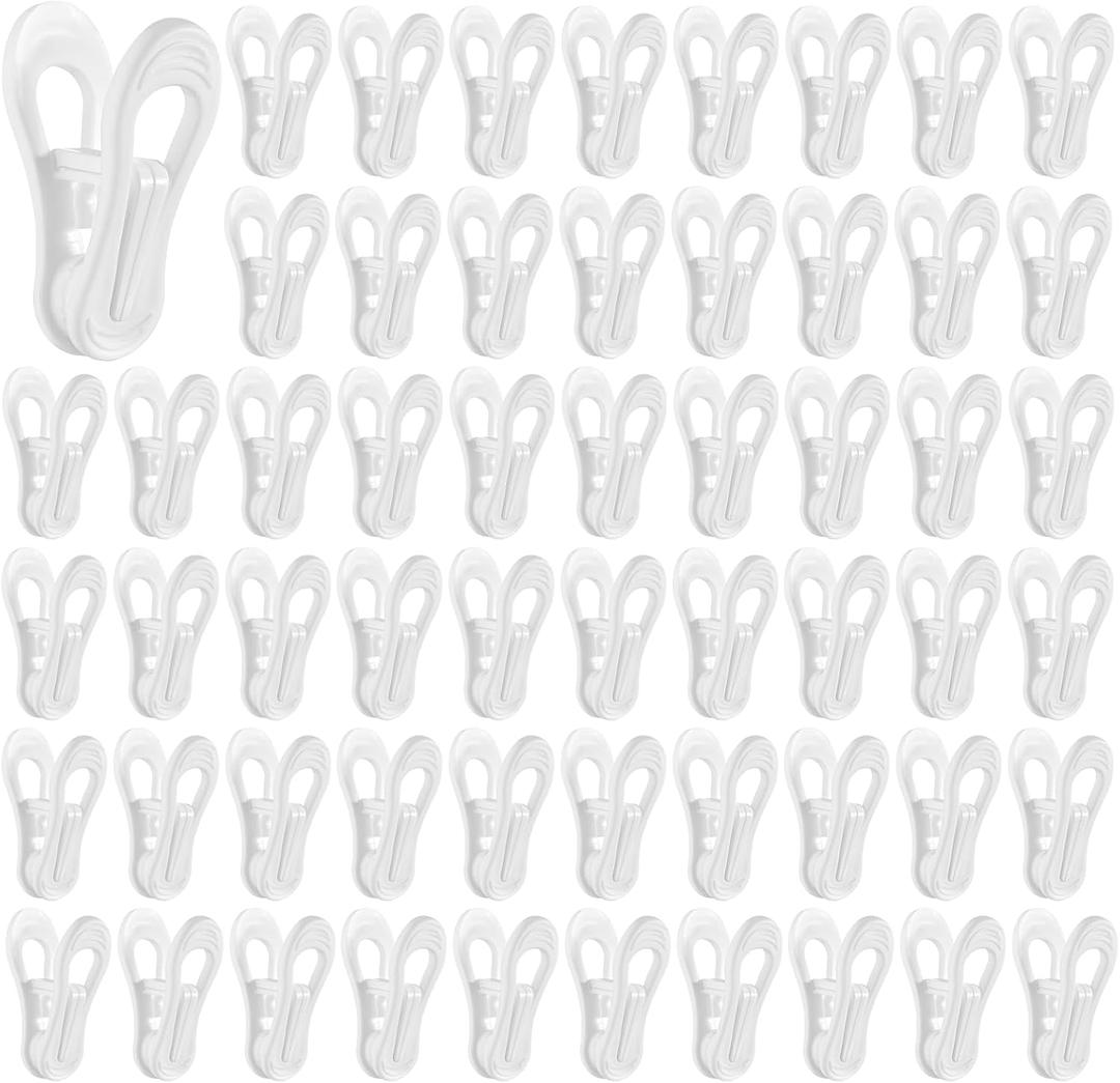 SHENLIU 100 Pack Multi-Purpose Hanger Clips for Hangers, 2.75 Inch White Plastic Clothing Clips for Skirt Pant Hangers Ideal for Jeans, Skirts, Sweaters & Pant