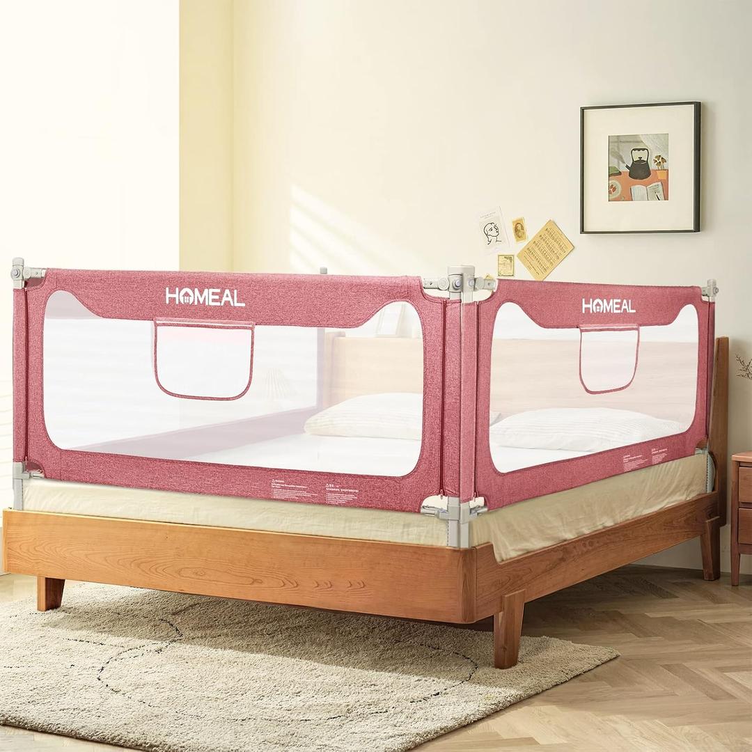 HOMEAL Bed Rail for Toddlers, Bed Rail with U-Shape Base, Baby Bed Rail Guard, Toddler Bed Rail for Queen, King, Twin Bed Mattress(Pink,78.7in)