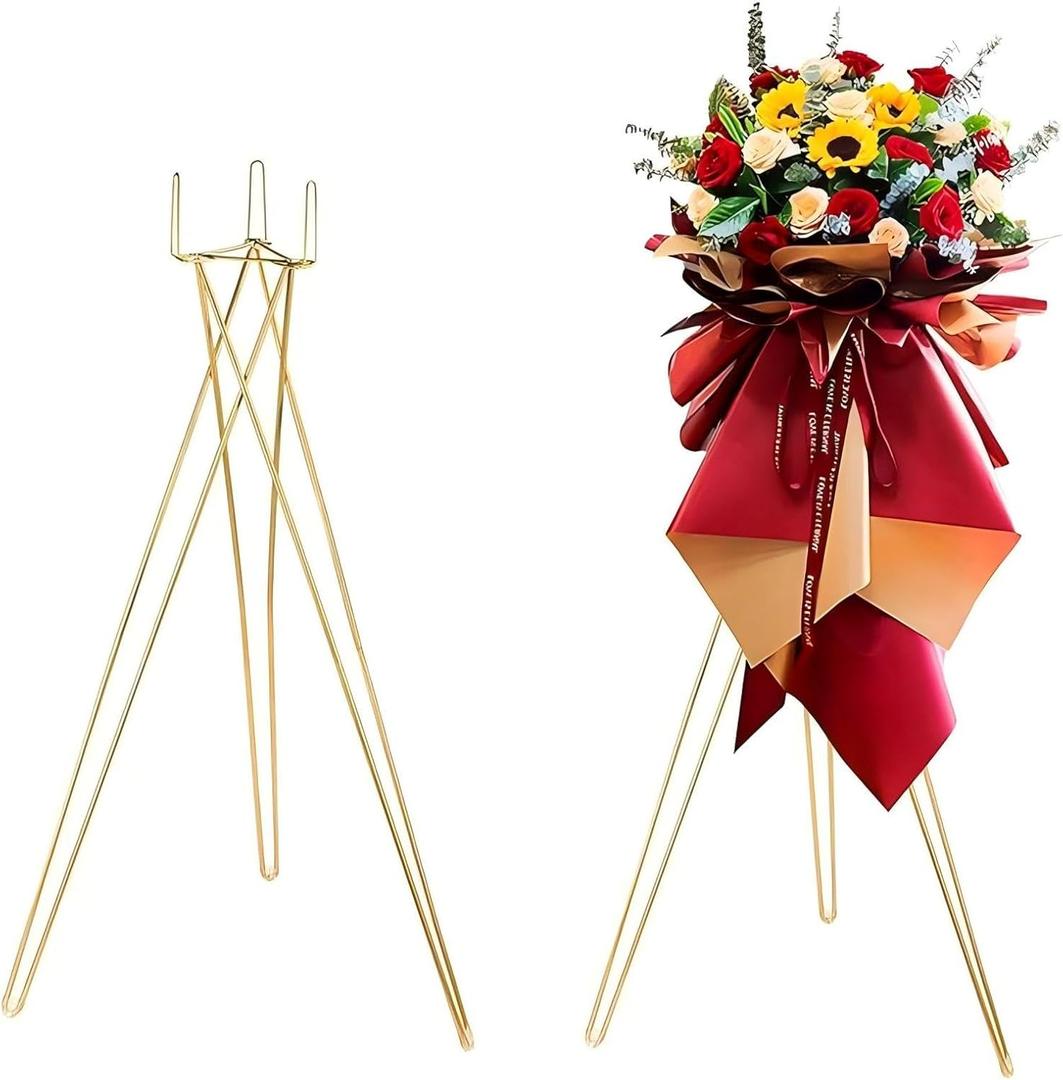 2 Pcs Gold Flower Stand Display -41.3IN Flower stand for Wedding, Metal flower Display Stand for Wedding Bases Para Arreglos Florales flower Stand display gold centerpieces for wedding