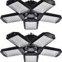 2 Pack LED Garage Lights, 120W Deformable LED Garage Ceiling Light with 5 Adjustable Panels, 12000LM E26 Shop Lamp for Basement, Barn, High Bay, Store (2 Pack)