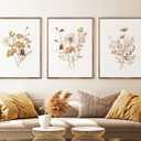 Watercolor Botanical Wall Art Vintage Floral Art Prints Wildflowers Art Modern Boho Canvas Wall Art Painting Farmhouse Wall Picture Decor for Living Room Bedroom 16x24x3 Inch Set of 3 Unframed
