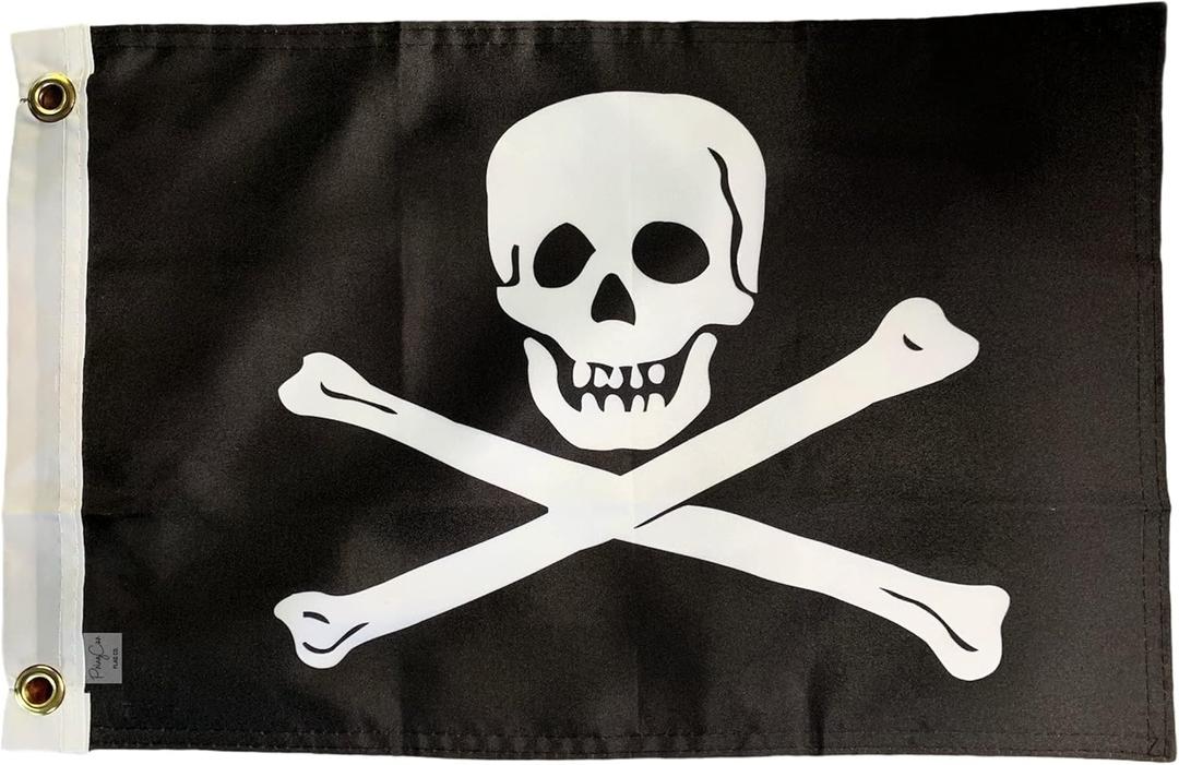 Small Jolly Roger 12x18 Flag Ship Garden Boat Pirate Man Cave Kayak  (12x18", Jolly) (12"x18")