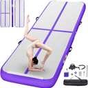 FBSPORT Inflatable Air Gymnastics Mat Training Mats 4/8 inches Thickness Gymnastics Tracks for Home Use/Training/Cheerleading/Yoga/Water with Pump (10ft*3.3ft*4in(3*1*0.1m), Purple)